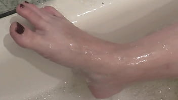 Milf soapy foam on tits pussy ass legs sexy blonde milf takes bathroom handjob solo milf shower