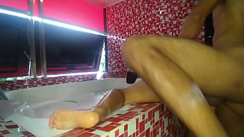 The jacuzzi tub was too hot so i fucked the slut hotwife in the edge in standing sex and creampied her pussy deep