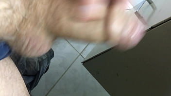 Quick risky masturbation in the office with pants off - small cum