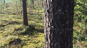 Young girl in short shorts walks in the forest and gets horny she shows her lustful pussy sucks dick and fucks doggystyle - forest fun of amateur couple pov sex