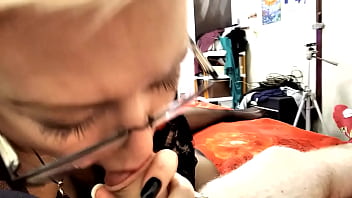 An adult girl & a dick-43 mature bitch with a dick in her mouth with nipple clamps and cum flowing out of her horny old cunt