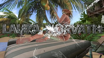 Presentation of the hungarian virtual model laura horvath posing on a beach in the metaverse of secondlife