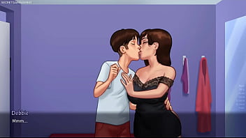 Hot stepmom debbie in seductive sexy dress begs him to kiss her - summertime saga 3d porn game