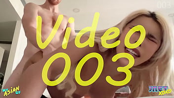 My blonde asian gf rides a dildo while sucking cock then she gets her pussy pounded - cum in mouth