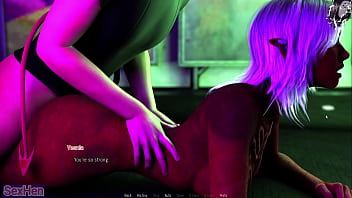 Cyborg girl gives me a great blowjob and i cum inside her making her swallow everything hentai game p2