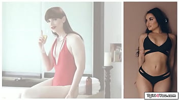 Small tits trans natalie mars asks a girl to give her a gets horny and the brunette tranny rims gives the tgirl a bj and is fucked