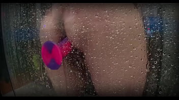 Spied on my chubby roomate trying her new toy in the shower almost dropped my phone trying to not get caught