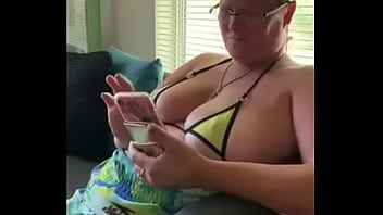 Amateur texas teacher pulls swimsuit to the side to reveal snatch