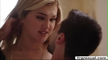 Slut shemale goes to the house of her mistress to have start kissing each other after seeing each is they go upstairs and she then throats his big cock return the guy fucks her wet ass so deep and hard