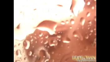 Horny teen with natural tits showers and shows off her tight pussy