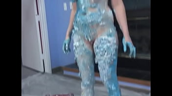 Curvy covers her body in whipped cream and cereal