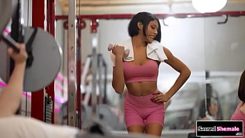 Latina tgirl lola morena seduces a guy at a gym and he asslicks big tits trans is barebacked and then sucks his big shes anal reamed