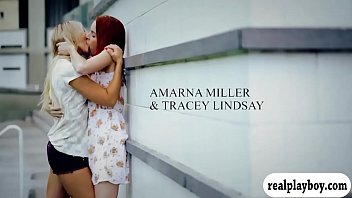 Redhead lesbian babe amanda miller and beautiful blonde tracey lindsay fucking a blue dildo