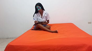 Mexican student skips classes to stay home making homemade porn and showing off her delicious natural tits