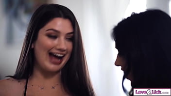 With no internet for hours busty milf stepmom queenie sateen and her huge boobs brunette stepdaughter alyx star decide to lick each others pussy