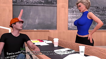 Being a dik #33 - hot busty psychology teacher gives me a hot footjob in class and switches to handjob when one of her feminist students comes to ask a question while i cum under the table