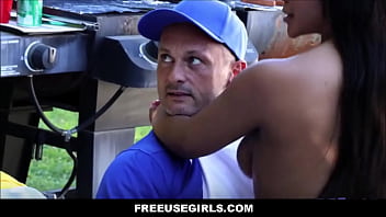 Freeusegirls - freeuse big ass ebony teen step daughter freely used by white big cock step dad in front of family during outdoor bbq