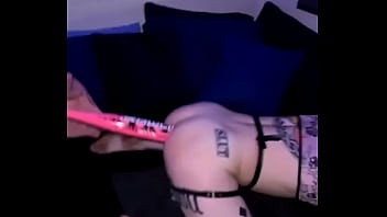 I love large objects #transgirl #bimbo #bimboner #tattooed #altgirl #pink #avn #lasvegas #baseball #bat #gape #hard