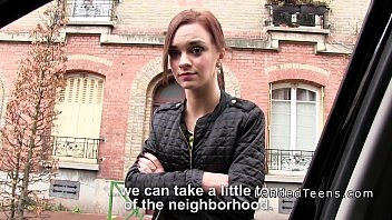 French redhead teen banged in public
