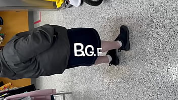 white panties granny upskirt shopping