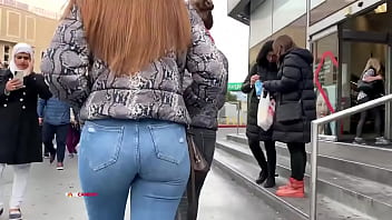 girl ass jeans walking on orgasm