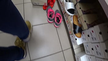 girl shoes store upskirt