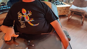 fat man in chair gets handjob