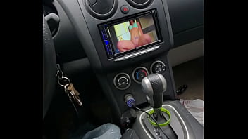 guy jerk off in car while woman watch tube