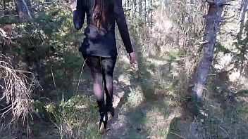 public stockings heels walk