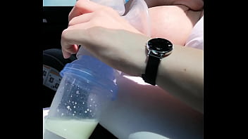 outdoor bap milk splatter lactation in community handsome prego