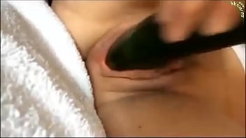 girl fucks herself with cucumber