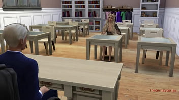 brazzers with a school student under table