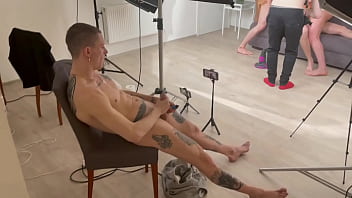 stepson and dad watch as step mom gets fucked in the kitchen