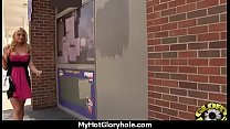 Horny ebony suck the juice from big white gloryhole 14