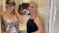 Double Blowjob before pajama Photoshoot - POV Blowjob