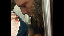 On my knees on the subway
