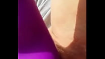 Toying my shaved pussy outside
