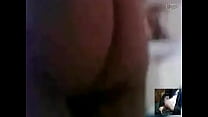 Sexy shemale fucks a cucumber. (Skype Video)