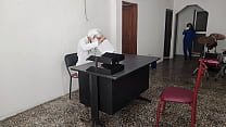 THE DOCTOR HAS SEX WITH HIS SECRETARY IN THE CUSTOMER SERVICE OFFICE. SHE RIDES HIM VERY SENSUALLY ON THE DESK AT WORK
