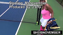A Game On The Court Lead To Massive Cum Swallowing And Cumshot Face Covering POV By Huge Hard Cock, Sexy Ebony Nerd Sheisnovember Voluptuous Saggy Titties And Hardest Nipples Poking Out With Chest Exposed By Msnovember