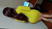 The Brazilian from the photocopier bends sensually on the counter and I hold my cock up to fuck her