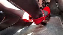 Office Girl Drives in Heels