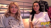Fake Hostel Babes from Russia having a threesome