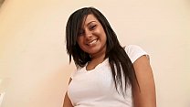 Pretty brunette floozie Sami with big natul boobs is nailed on the staired by bald fellow