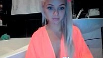 Hot young blonde naked on shower