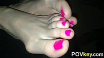 Wife Gets Cum On Her Beautiful Feet POV
