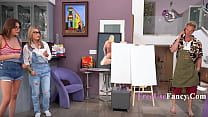 A Free-Use Art Class Where Stepsisters Service Their Instructor - Nicole Aria, Selina Bentz, Clarke Kent