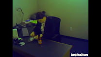 Spex wearing office fingering break for naughty pussy toying slut