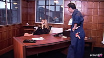 Female Mature Cougar Boss with saggy Tits in Lingerie seduce the Big Dick Worker to Cheating Fuck in Office