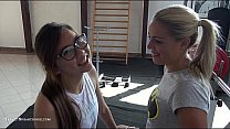 Hard body blonde sucks and fucks in the gym